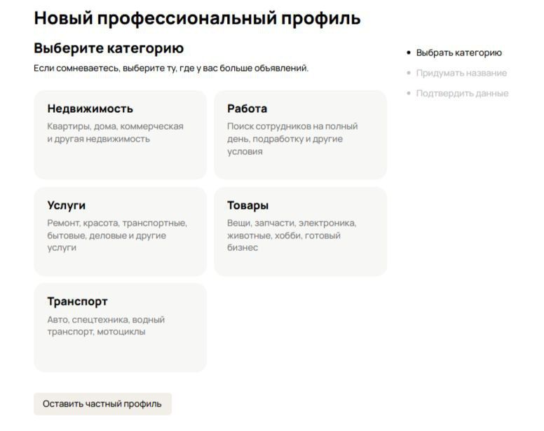Профессиональный профиль на Авито