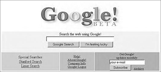 Сравнение домашней страницы Google и Yahoo в 1988 году