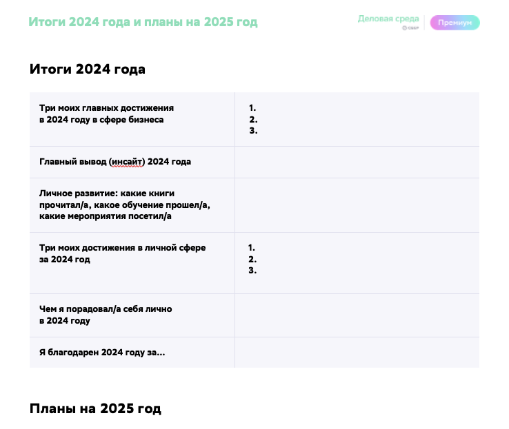 Фрагмент Дневника предпринимателя